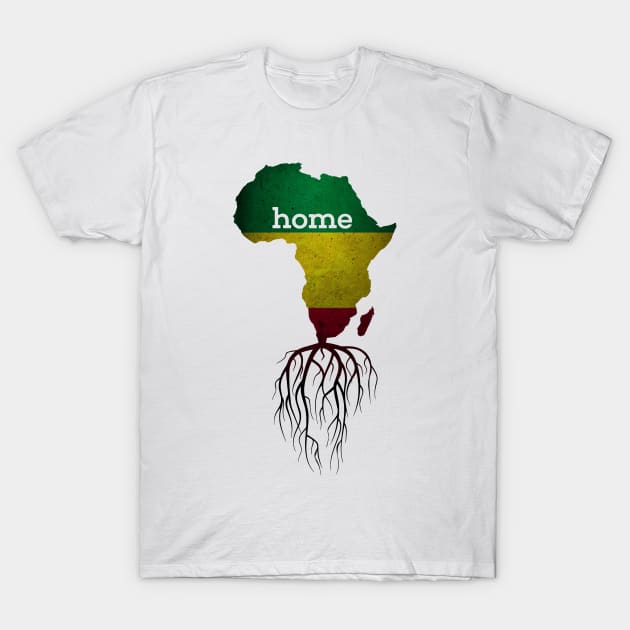 Black History Month Reggae Flag, Home Africa Map With African Roots T-Shirt by Charaf Eddine